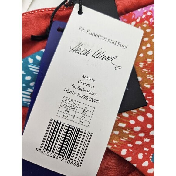 New Heidi Klum Swim Antaria Tie Side Bikini Bottoms Womens XS Chevron - Picture 6 of 6